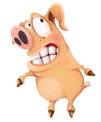 Foto op Canvas  Illustration of a Cute Cartoon Character Pig for you Design. © liusa