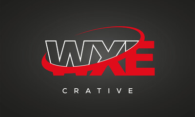 WXE creative letters logo with 360 symbol Logo design