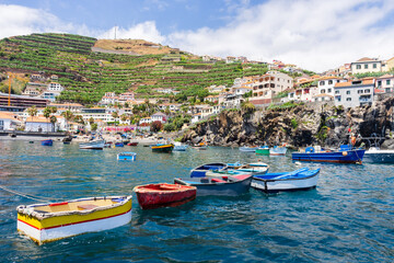 Fototapeta na wymiar Camara de Lobos amazing view from harbor, Madeira island