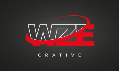 WZE creative letters logo with 360 symbol Logo design