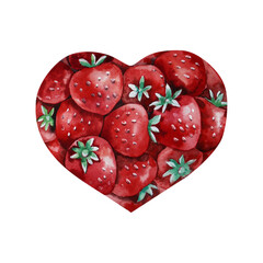 Watercolor heart decorated with flowers for Valentine's Day