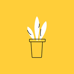 Vector set with lettering and indoor plants. Isolated illustrations for stickers, embroidery, badges, pins and clothing