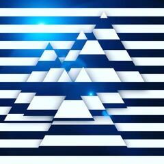 bright colourful triangular striped design in bold black and white colours in relief with drop shadows