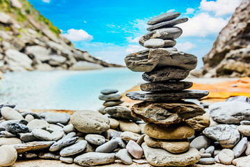 The hidden beach in Vernazza, La Spezia, Liguria, Italy