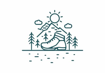 Obraz premium Line art illustration of outdoor shoes