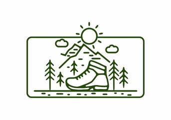 Line art illustration of outdoor shoes