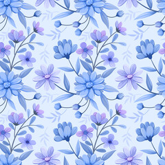 Colorful hand draw flowers seamless pattern for fabric textile wallpaper.