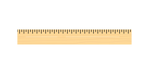 Wooden ruler instrument icon isolated on a white background. Wood school measuring ruler in centimeters scale. Vector flat design illustration