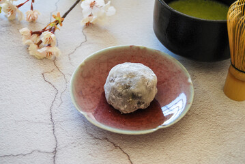 日本の大福とお茶