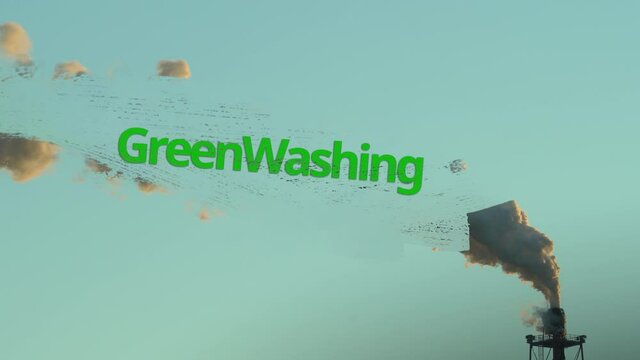 Greenwashing concept of an Industrial Plant damaging the environment