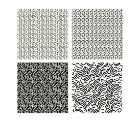 Funky Memphis seamless vector patterns and Traditional Malian cloth with geometric ornament design