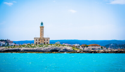 Vieste lighthouse of Gargano - Puglia region of south Italy - picturesque coastal sea village