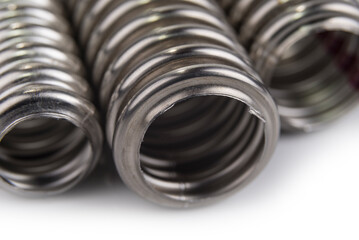 Steel flexible hoses for a boiler on a white