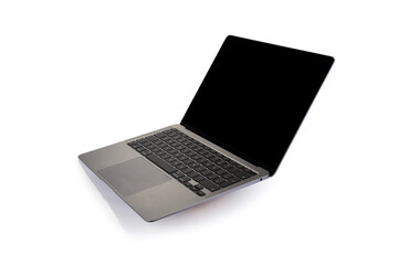 Branded Modern slim laptop on a white background. Ultra slim notebook.