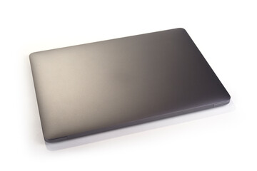 Branded Modern slim laptop on a white background. Ultra slim notebook.
