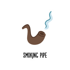 Fototapeta premium cartoon image of a captain or pirate smoking a pipe in a simple vintage style on a white background
