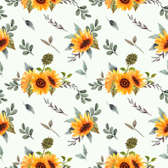 hand drawn seamless sunflower pattern