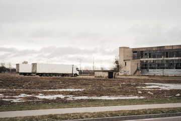 Fototapeta premium Delivery truck stop