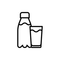 Water bottle and drinking glass thin line icon. Modern vector illustration.