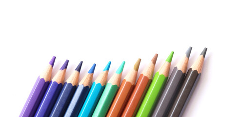 Fototapeta premium Color pencils set on white background