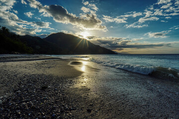 Tropical sunset, Aninuan beach, Oriental Mindoro, the Philippines 