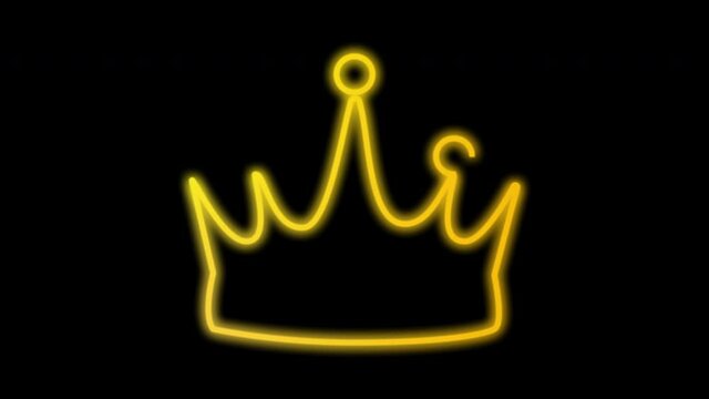 Seamless loop animation of king's crown. Luma matte. Isolated 2d element. Golden yellow color.