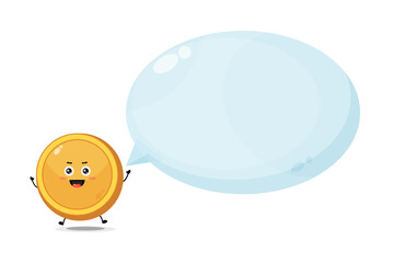 Cute coin character with bubble speech