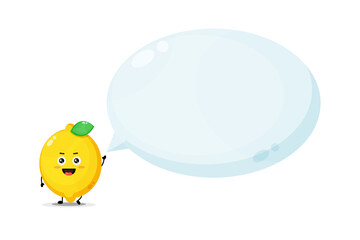 Cute lemon character with bubble speech