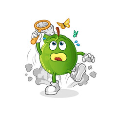 guava catch butterfly illustration. character vector