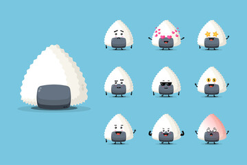 Cute onigiri character design set
