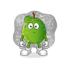 guava thinking hard vector. cartoon character