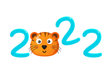 Cute tiger character celebrating new year 2022