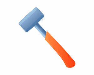 Vector illustration claw hammer isolated on white background. Carpenter or builder hammer vector icon in flat cartoon style. Handyman tool for home repair.