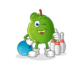 guava play bowling illustration. character vector