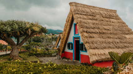 Fototapeta na wymiar Typical Santana House in Madeira Island, Portugal