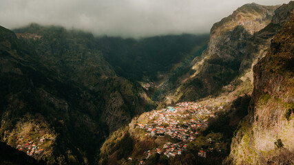 Scenic Small Town in a Green Valley, Curral das Freiras, Madeira Island, Portugal