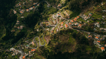 Scenic Small Town in a Green Valley, Curral das Freiras, Madeira Island, Portugal