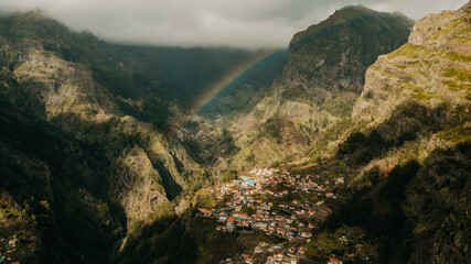 Scenic Small Town in a Green Valley, Curral das Freiras, Madeira Island, Portugal