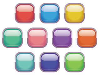 光沢のあるガラスのボタンアイコンセット