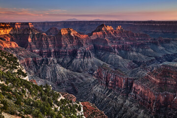 Bright Angel Point on Grand Canyon at sunset
