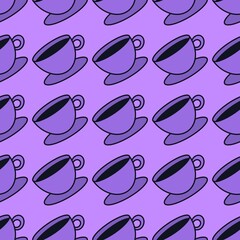 Seamless cup of coffee tea pattern for fabrics and textiles and packaging and linens and kids and wrapping paper