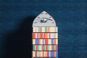 International cargo transportation in containers by sea. Sea huge ship with containers in the sea....