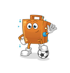 suitcase playing soccer illustration. character vector