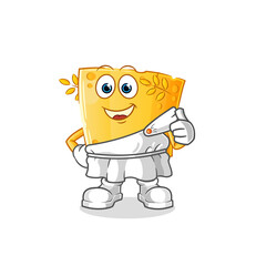 Obraz premium cheese with greek clothing. cartoon mascot vector