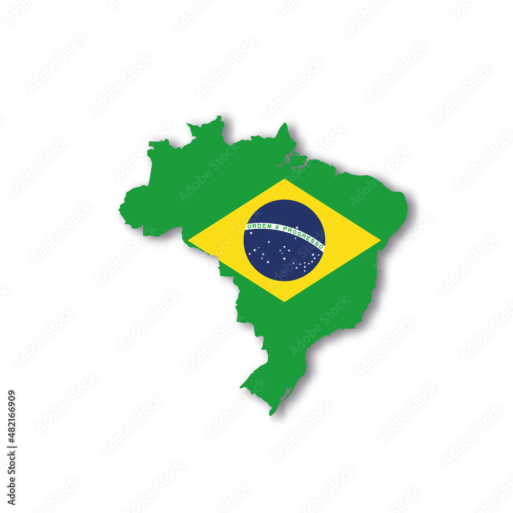 Canvas Prints Brazil national flag in a shape of country map - Canvas Prints