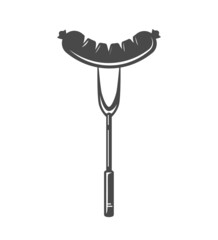Barbeque Fork and Sausage isolated on white background. BBQ Concept. Barbecue Grill Icon. Vector illustrations