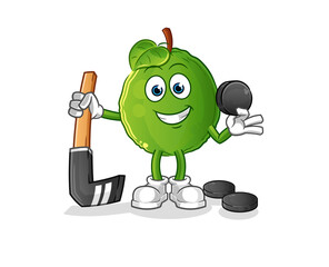 guava playing hockey vector. cartoon character