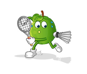 guava playing badminton illustration. character vector