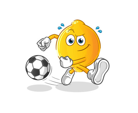 lemon kicking the ball cartoon. cartoon mascot vector
