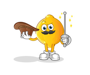 lemon fencer character. cartoon mascot vector